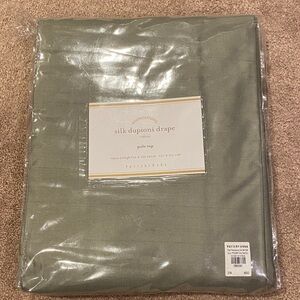 Pottery Barn Silk Dupioni Drape in Soft Green